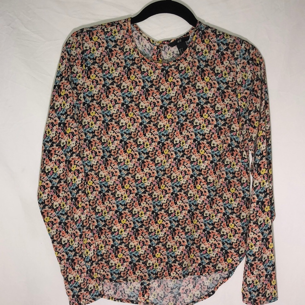 H&M floral multicolored long sleeve blouse